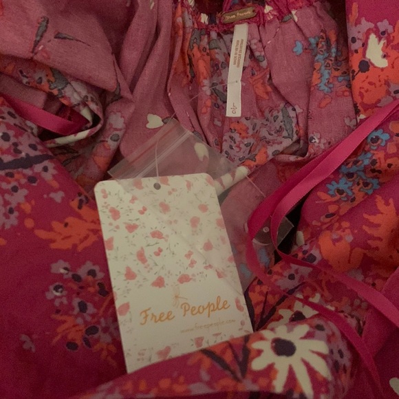 FREE PEOPLE COTTON BABYDOLL SQUARE NECK MINI DRESS IN POP COMBO FLORAL POP COMBO - Picture 13 of 13